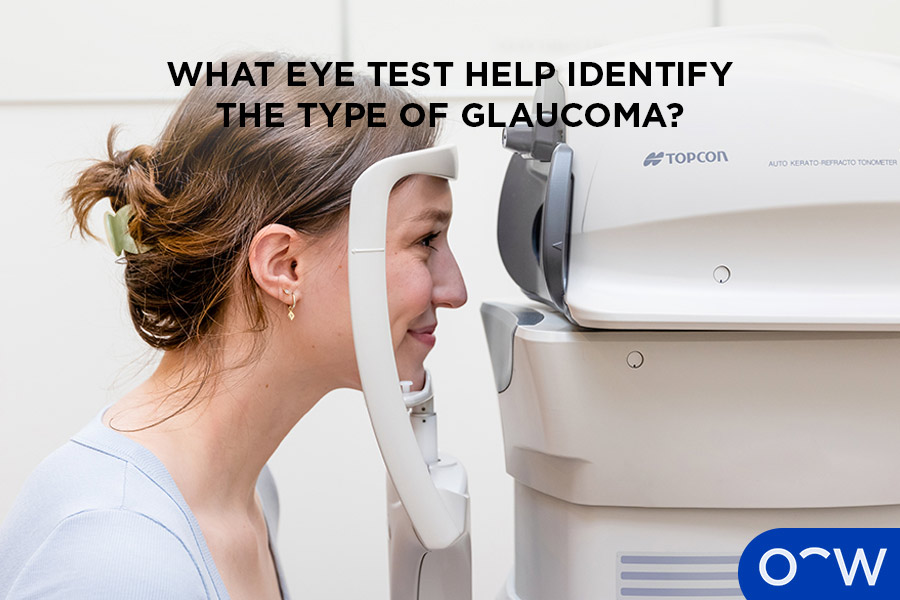 A patient undergoing a tonometry test