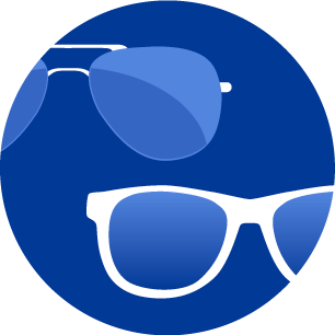 A graphic of two different sunglasses.