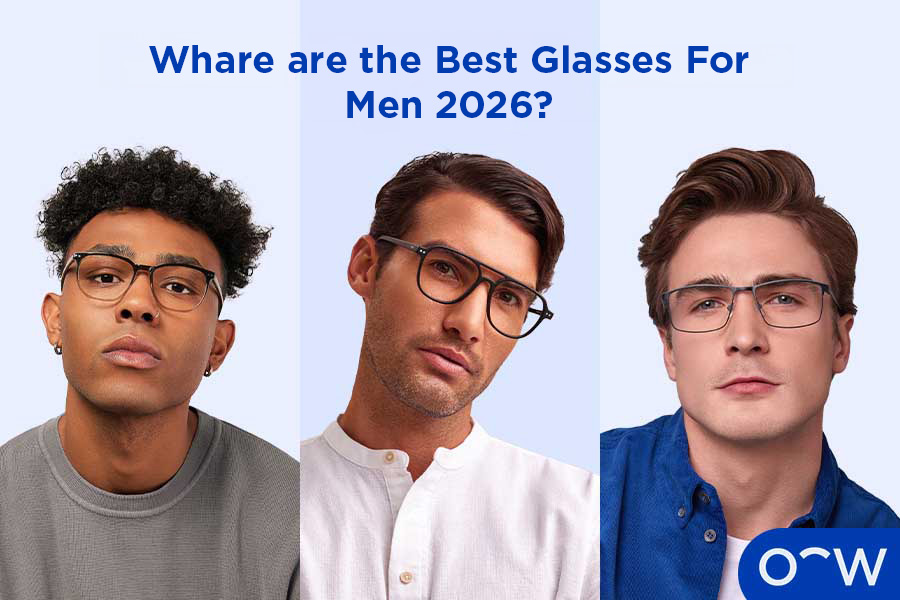Men wearing different glasses frames