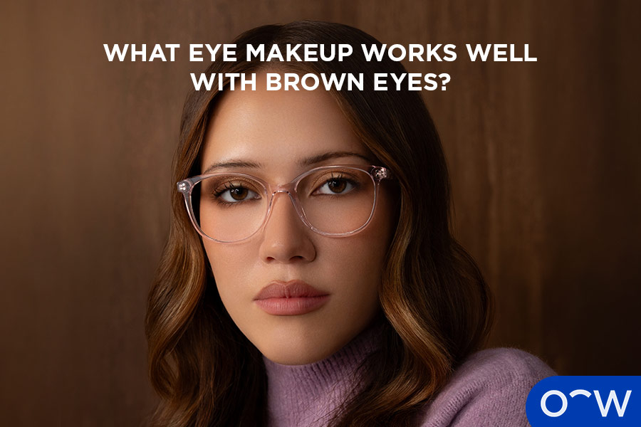 Image of person wearing gold eyeshadow and OW glasses