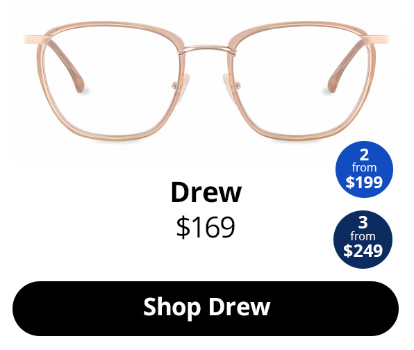 Drew optical frame in the colour Champagne.