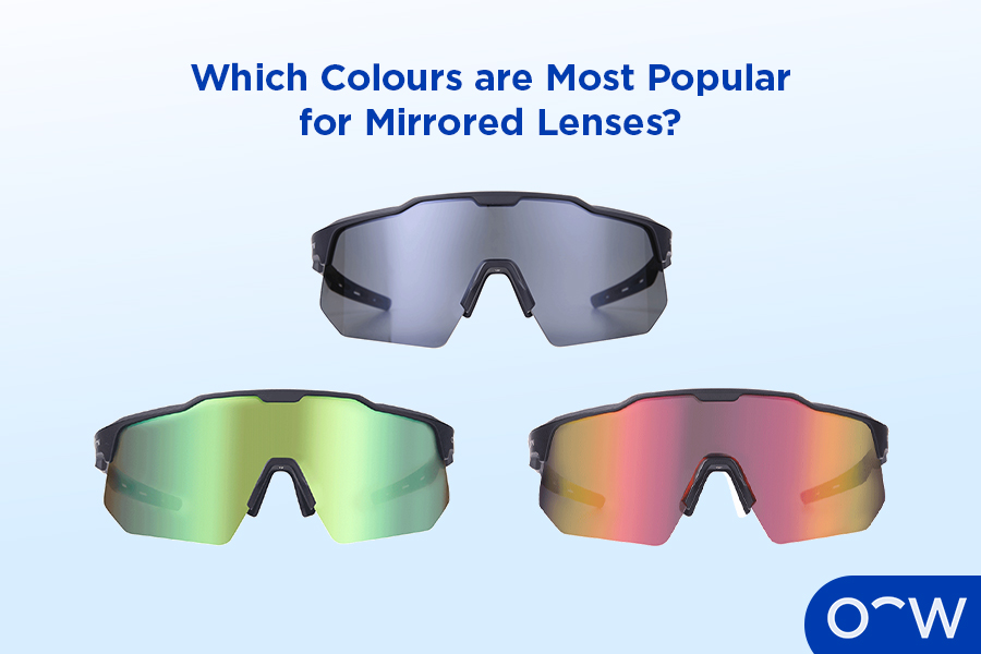 3 pairs of mirrored sunglasses in different colours.