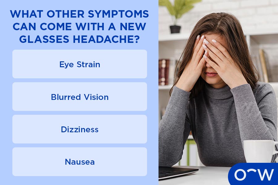 Infographic of other symptoms that can accompany new glasses headache