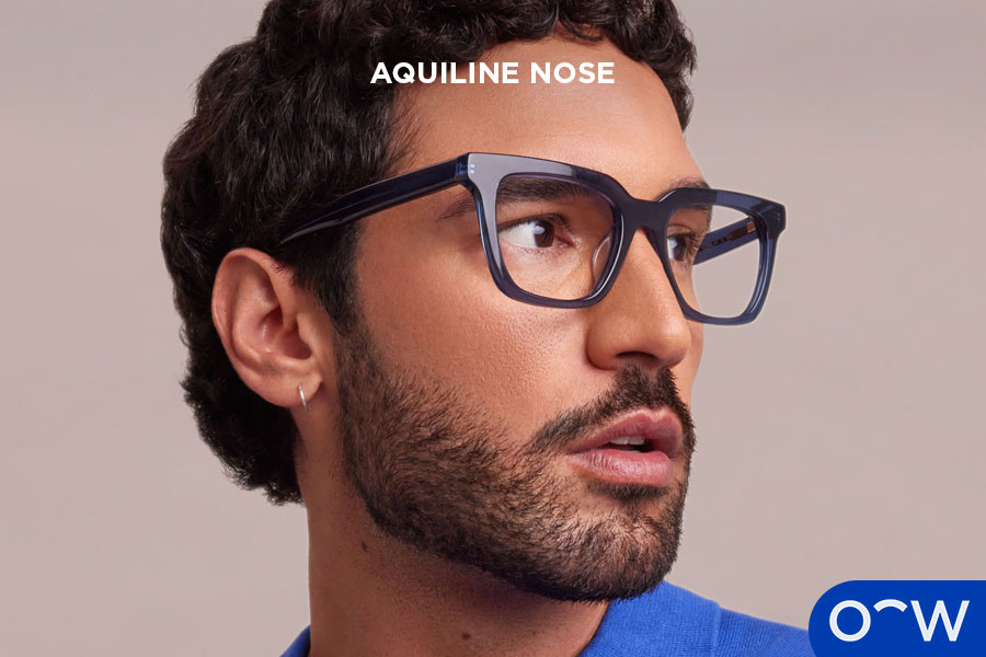 A photo of a man with an aquiline nose facing side on.