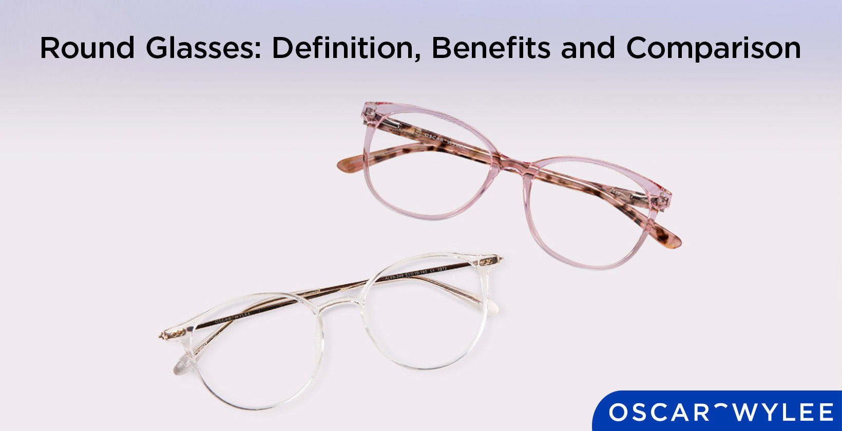 Classic round glasses frame on white background