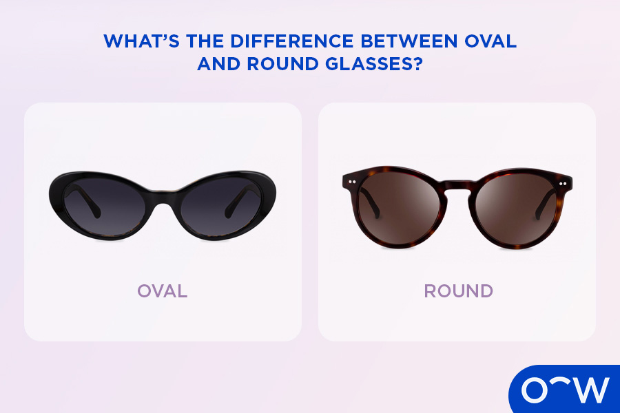 An oval-shaped frame next to a rounder, circular shape.