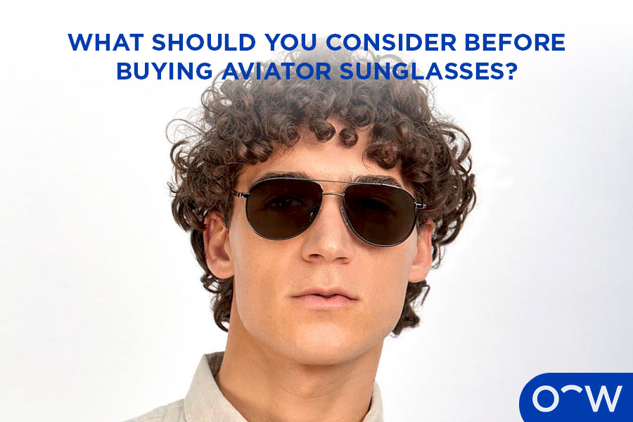 A model wearing aviator sunglasses