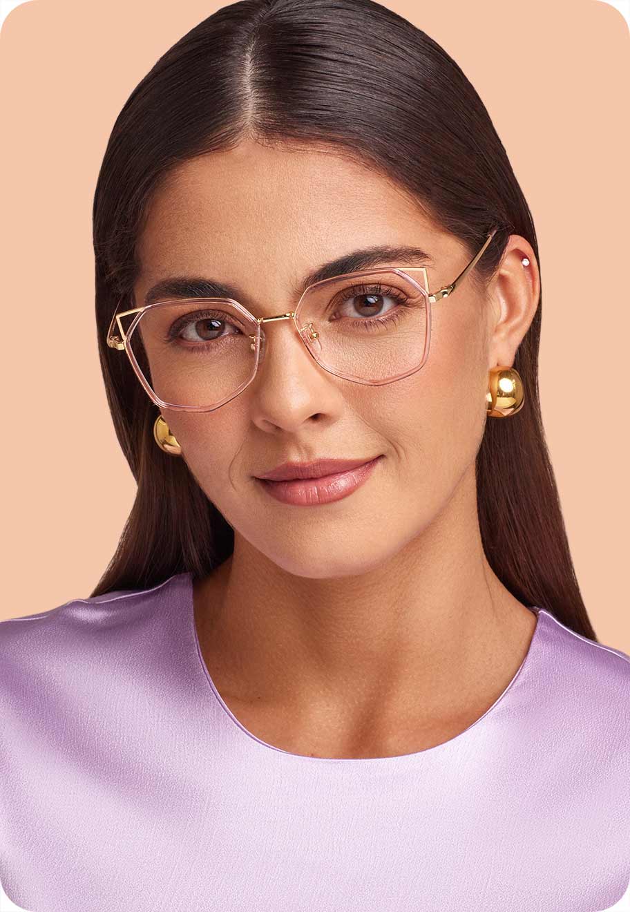 A photo of a model wearing the Oscar Wylee Kitty frame in TR90.