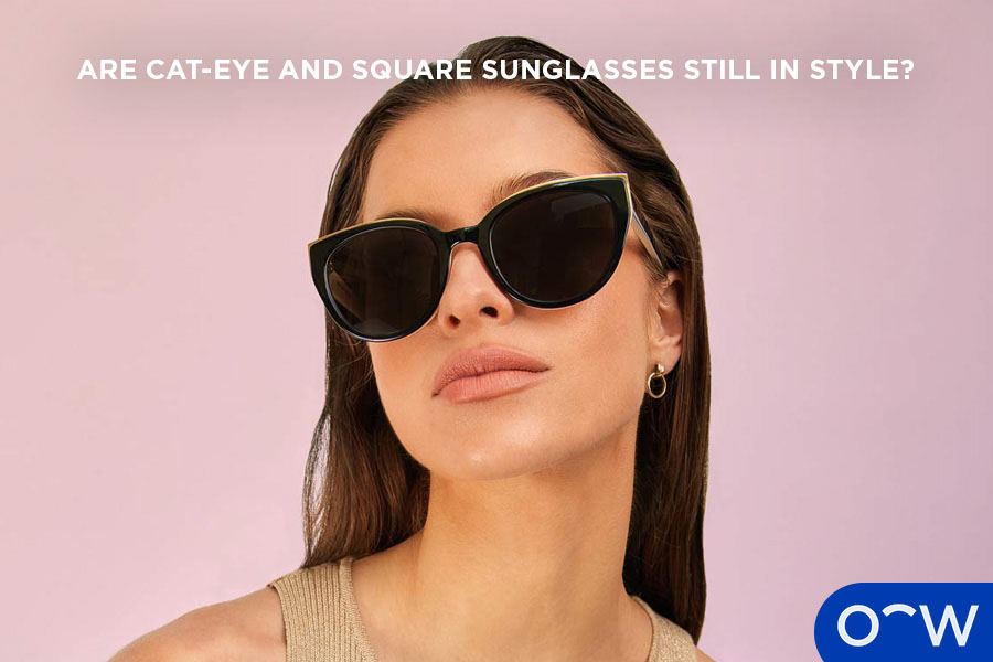 A photo of a woman wearing the Oscar Wylee Amelia Sunglasses in Panther.