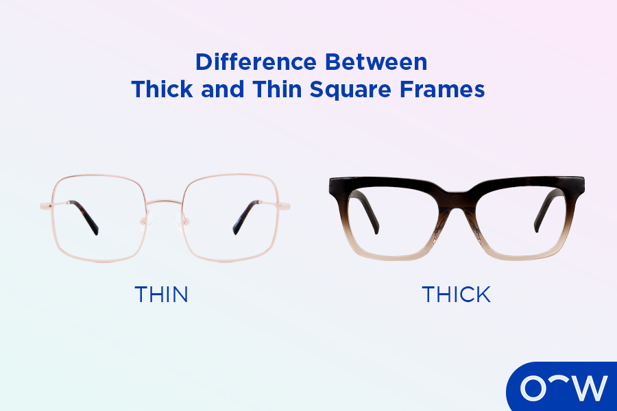 Thick square glasses frame to thin square glasses frame
