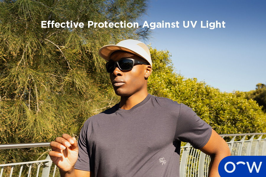 Man wearing sunglasses while outdoors in sunny weather