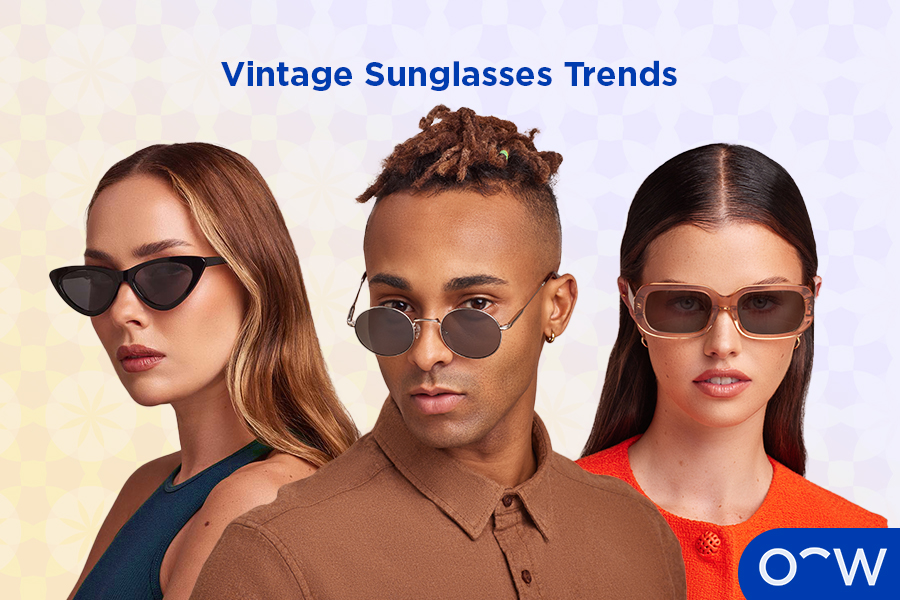 Different people wearing vintage sunglasses that are trending