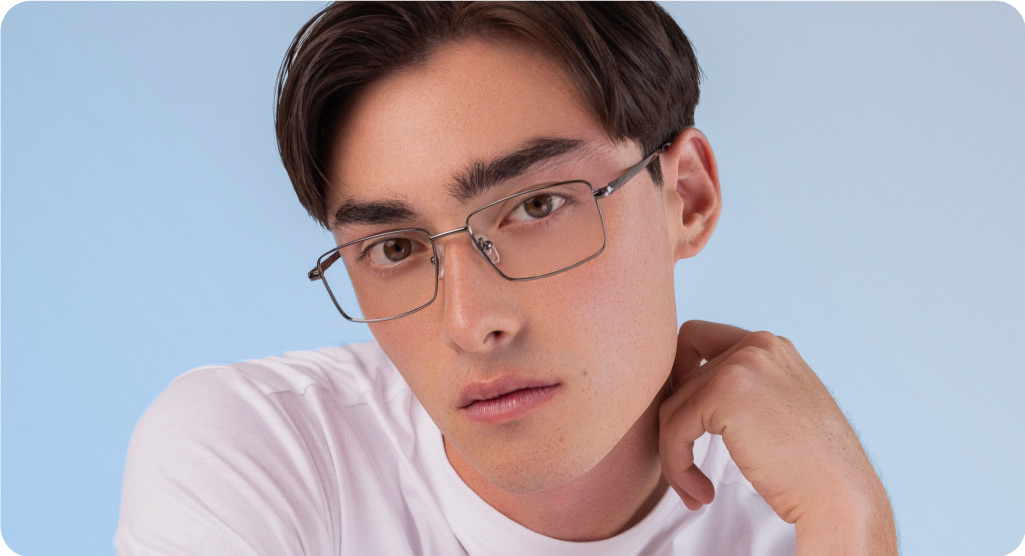 Male Wearing Oscar Wylee Australia Stainless-Steel Glasses