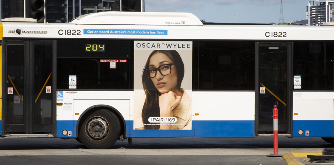 Oscar Wylee bus advertisement