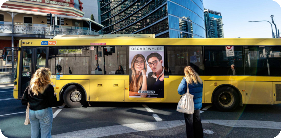Oscar Wylee bus advertisement