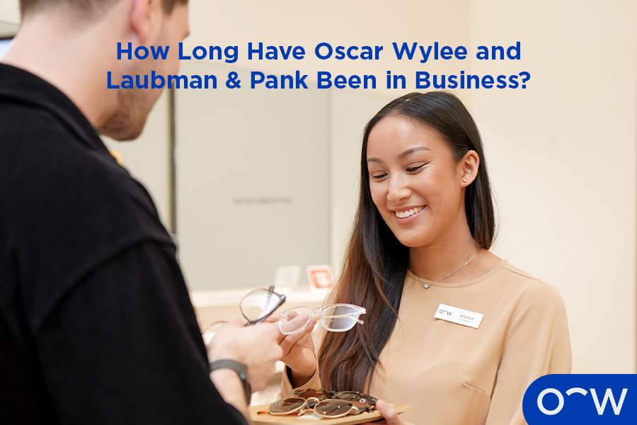 A photo of the inside of an Oscar Wylee store showing a retail staff member and a customer.