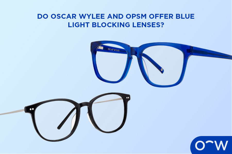 A photo of two Oscar Wylee glasses on a blue background