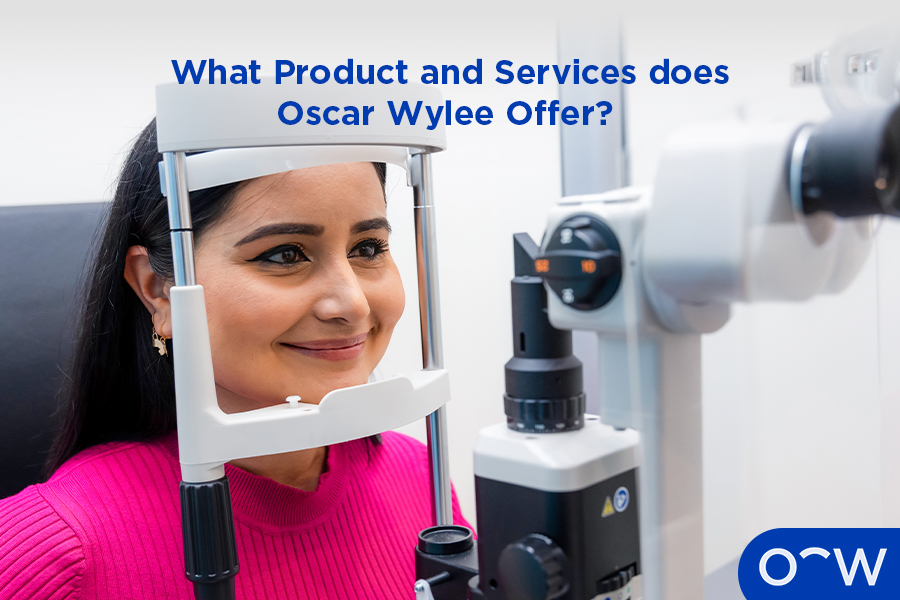 A photo of a person getting an eye test at Oscar Wylee.