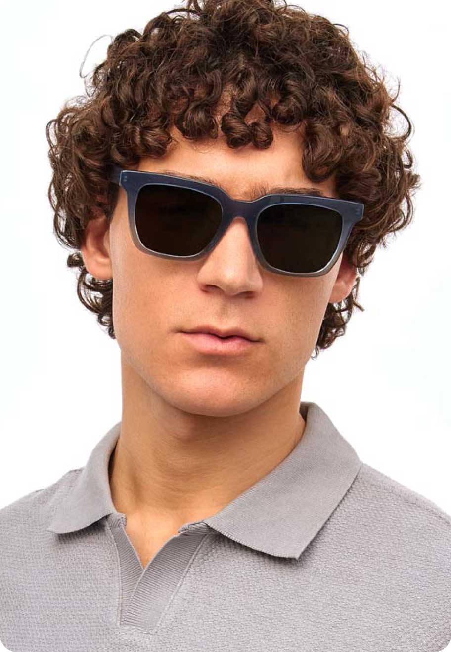 An image of a model wearing Serge sunglasses in Denim Fade.
